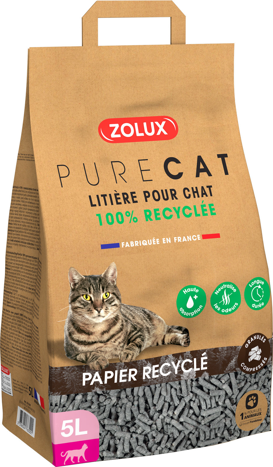 ZOLUX - LIT PURECAT PAPER RECY NAT 5L