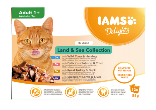 IAMS - Sachet en gelée saveur terre/mer 12x85g