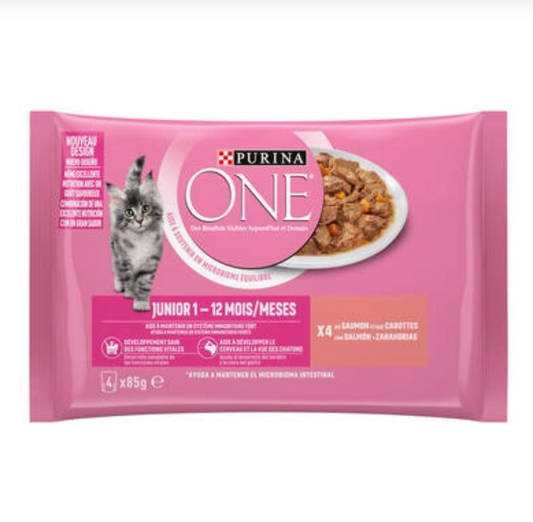 PURINA ONE - 4 sachets Junior (4X85G) - Effilés en Sauce : Saumon