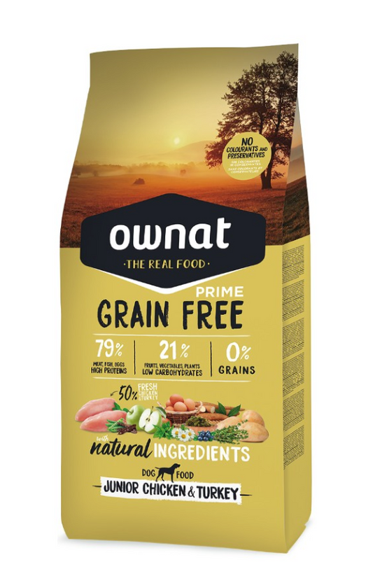 OWNAT - SANS CEREALES JUNIOR CHICKEN & TURKEY 12KG